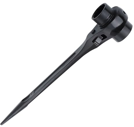 Elecbee Scaffold Podger Ratchet Spanner Ratchet Wrench Scaffold Double Ratchet Multifunctional Socket Wrench Site Ratcheting Scaffold Tools Long Handle Bar Hammer for Construction Works (19-24mm)
