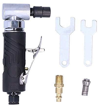 PerGar Winkel-Luft-Stabschleifer, 90 Grad Abgewinkelter Luft-Stabschleifer, Mini-Luft-Winkelschleifer, Luftbetriebener Stabschleifer, Luft-Stabschleifer-Set Zum Schleifen, Schneiden,