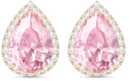 Linawe Boucles d'oreilles à tige en or rose rose, boucles d'oreilles roses, boucles d'oreilles en diamants et diamants, bijoux, ensemble de bijoux, bijoux, boucles d'oreilles tendance