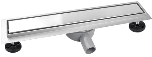 iYueMps Duschrinne 40cm Extra Flach Edelstahl mit 360° Siphon-Silber | Duschrinne Befliesbar Komplettset,Geruchsstop und Haarsieb,2-in-1 doppelseitig,Schnelle Entwässerung für Badezimmer Dusche