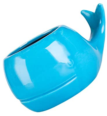 Mikinona Copa de Vino Creativa y Forma de Ballena de Cerámica Azul Taza de Cóctel de Porcelana de 450ml Textura Delicada y Resistente a Deformaciones