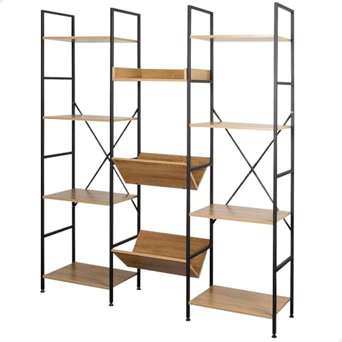 AKTIVE 18437 MAX Home Estantería almacenaje, 11 estantes, 125 x 27 x 150 cm, De Acero y Madera, Fácil de Montar, Resistente y Duradera, Sistema nivelación, Muebles de salón, Decoración