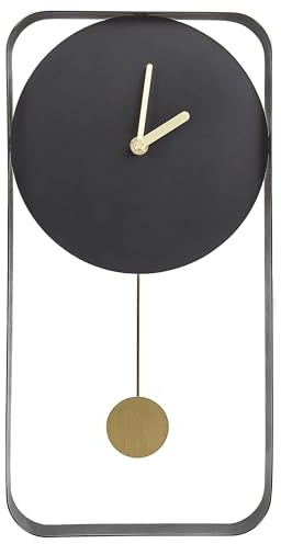 Beliani Reloj de Pared decoración Colgante 21 x 40 cm diseño Moderno Minimalista con péndulo Decorativo sin números Acero Negro Servoz