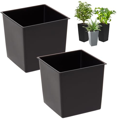 2X Plantztopf-Einsatz austauschbarer quadratischer,langlebig 24,5x23,5 cm Schwarz 12 L für Lamela-Töpfe 46,5x25 cm -erleichtert die Kontrolle des wassergehalts im Topf,reduziert den Bodenverbrauch