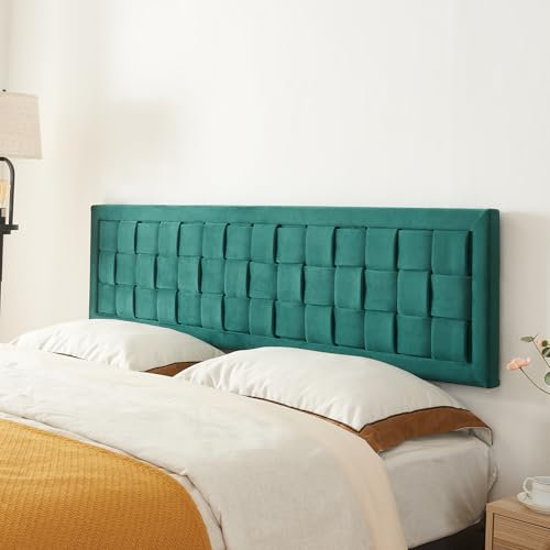 [en.casa] Wandpaneel Tervo Kopfteil gepolstert für Bett 160 cm Polsterpaneel Wandpolster mit Samtbezug Kopfende Bettkopfteil 160 x 50 cm Grün