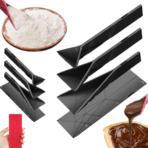 Polygons Flat 3-in-1 Measuring Spoons, 2 Spoons with 6 Different Sizes, Polygons Measuring Spoon Flat, Multifunction Folds Flat Kitchen Gadget Utensils Scoop Cook Baking Liquid Ingredient (Black)