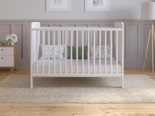 Love For Sleep Babybett Beistellbett 120x60 cm mit Matratze - Kinderbett Baby Bett Holz Weiß, Babybett Komplett Set - Kinderbett Mitwachsend Gitterbett