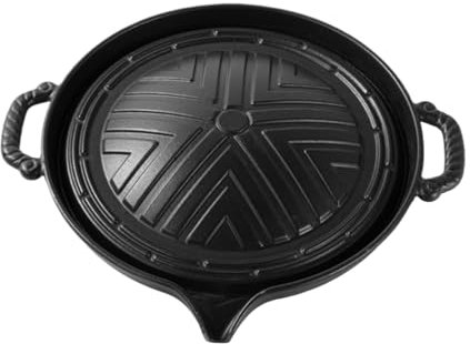 Padella in ghisa, antiaderente da 28 cm, per grigliare all'aperto, piastra per barbecue resistente, piastra per friggere carne, verdure e altro, 34,5 cm