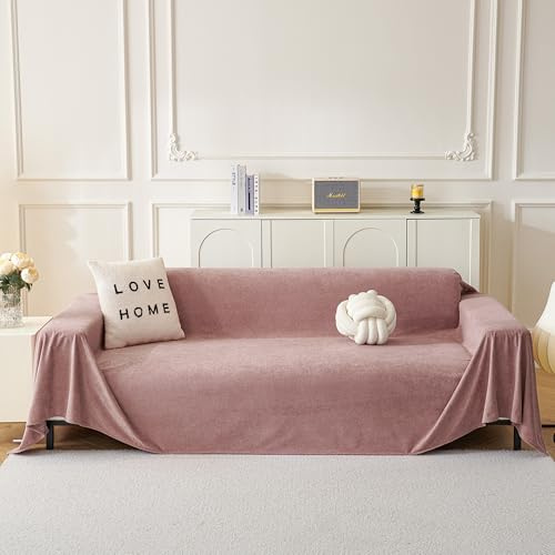 MYSKY HOME Sofabezug L Form Kratzschutz Sofa Katze - Sofa Überzug 3 Sitzer, Sofa Überwurf Waschbar, Couchdecken Zum Schutz, Sofa Überwurfdecke Sofaschutz Katze, Couchbezug 230 x 340cm, Rosa