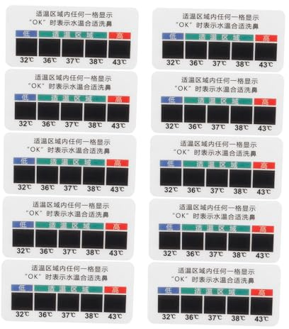 FRCOLOR Temperaturaufkleber zur Überwachung der Temperatur für Nasen 10 Stück Kochsalzlösung mit Selbstklebendem Design mit Pet und Flüssigkristall Beim Nasenspülen