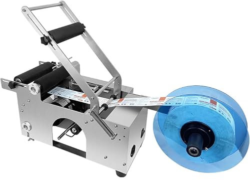 Hlixzoy Runde Flaschenetikettiermaschine, Kleine Halbautomatische Desktop-Etikettiermaschine, Rollenkerngröße: 75 Mm, Rollenaußengröße: 260 Mm, Etikettenbreite: 10~140 Mm, Länge: 15~310 Mm