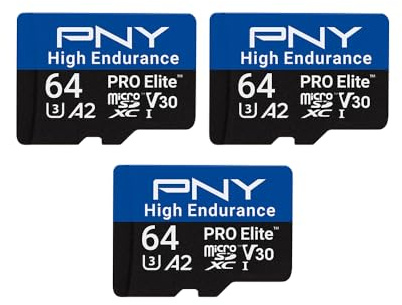 PNY 3x 64GB PRO Elite High Endurance C10 U3 V30 microSDXC Scheda di Memoria