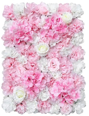 12 Stück Künstliche Blumen Säulen (40x60cm) - DIY Blumenwand Panel mit Weißen Dahlien & Dunklem Champagner | Hochzeitsdeko, Event-Dekoration & Raumteiler aus Kunstblumen | Stabiles Metallgestell - Wie