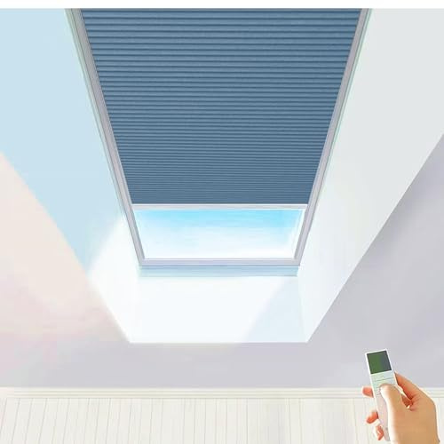TIPIACE Motorized Skylight Blinds, Cellular Shades (Full Blackout-Blue)