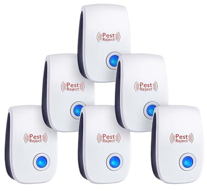 Festberg ShineVest Ultraschall-Schädlingsbekämpfer, 6er Set Elektronischer Insektenschutz für Innenräume, Effektive Abwehr gegen Moskitos, Kakerlaken, Mäuse, Spinnen und Fliegen