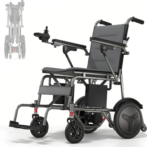 ZQHQKJ Doppelbatterie Elektrischer Rollstuhl Faltbar Leicht,36KM Rollstuhl Elektrisch mit Gummi Luftbereifung für Allen Gelände,360W Elektrorollstuhl bis 150KG,Flugzeugzulassung,20Ah