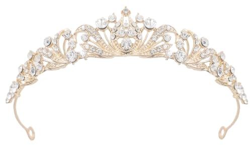 GREATRICH Krone Geburtstag, Tiara Crown für Frauen, Mädchen, Braut, Prinzessin Krone mit Strass, Goldene Haaraccessoires für Diadem Hochzeit, Verlobung Deko, Abschlussball, Hallowee, Party