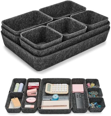 Lureon Schubladen Organizer Filz - Organizer Schublade Flexibel & Stark, Schubladenorganizer mit Filzschale für Kleiderschrank & Schreibtisch & Kommode, Ordnungssystem Schublade für Zuhause & Büro