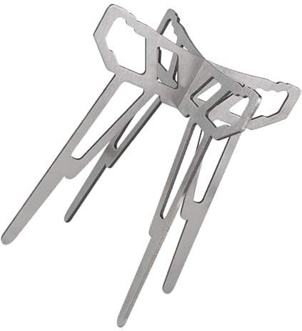 Portable Removable Camping Grill Stand Backpacking Stopper Black and Storage Bag Foldable BBQ Cooking Pot Stainless Steel Stove