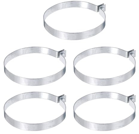 sourcing map 5 bandas de sujeción para valla de eslabones de cadena, bandas de tensión de acero galvanizado con pernos y tuercas para postes de eslabones de cadena de 6-1/2 pulgadas, tubería, puerta