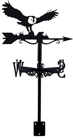 Veleta de Metal con Forma de búho, Veleta giratoria, Arte de Hierro para Exteriores, jardín, Prado, Techo, indicador de dirección del Viento, Accesorios de decoración de Techo