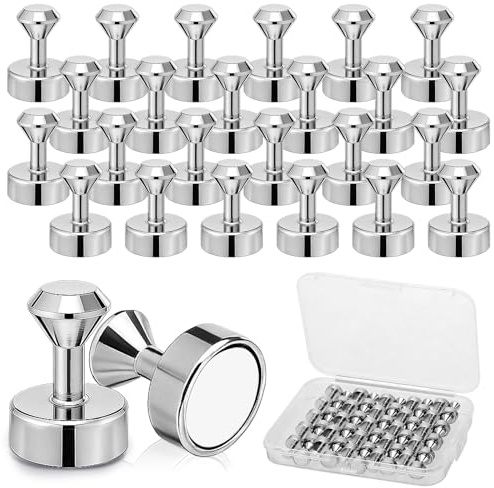 50 Neodym Magnete Stark, 12 X 16 mm, Silber, für Whiteboard | Nickel-Beschichtet, Starke Haftkraft, mit Box, für Kühlschrank, Magnettafel und Büro