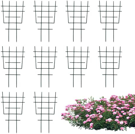Enrejado para plantas en maceta, 10 soportes apilables ajustables para plantas trepadoras, diseño inoxidable con estacas duraderas para vid, hiedra, clemátide, jazmín, pothos, monstera
