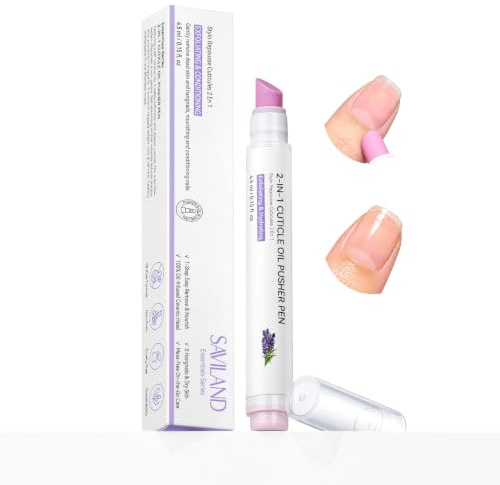 SAVILAND 2 In 1 Cuticle Oil Pen for Nails, Exfoliating & Hydrating Lavender