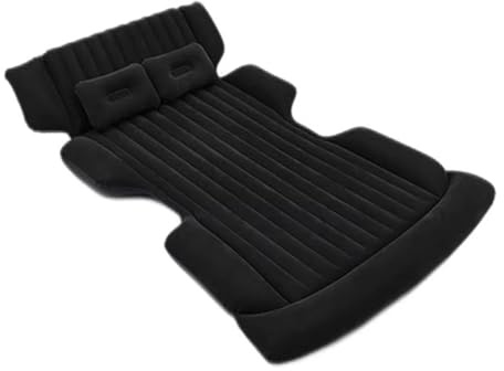 Bilmadrass Bil Uppblåsbar Madrass Fällsäng Resor Sova Luftbädd Flockningsmaterial Har pump Utomhuscamping(Black)