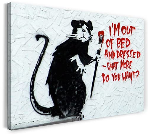 Printed Paintings Leinwand (120x80cm): Banksy - Ratte mit Pinsel What do You Want? Rat I'm Out