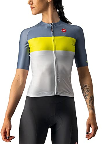 CASTELLI Damen Aero Pro Jersey Sweatshirt, Silver Gray/Sulphur/Light Steel Blue, XL EU