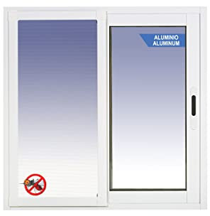 Ventanastock Aluminio 500x600 Corredera 2 hojas con mosquitera y cristal carglass (Climalit Mate)