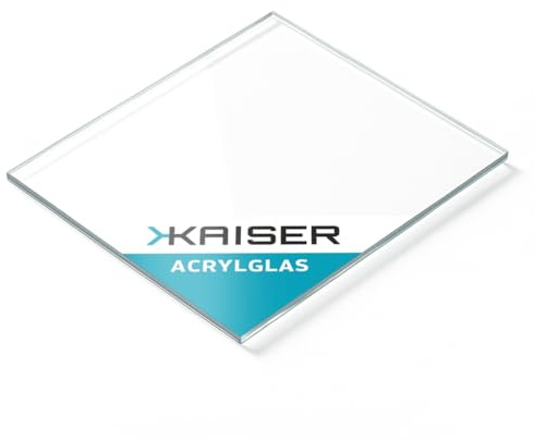 KAISER plastic® Acrylglas Platte 400x600mm - Kunststoffplatte 8mm stark, glasklar und transparent, UV beständig sowie wetterfest - bruchfeste Kunststoff Scheibe aus Acryl für Haus, Garten und Hobby