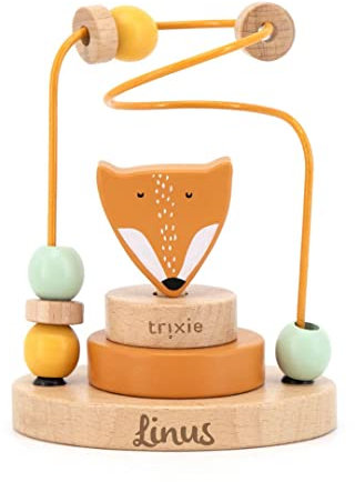 KIDSLINO Motorikschleife aus Holz Mr. Fuchs I personalisiertes Kinderspielzeug I Geschenk zur Geburt
