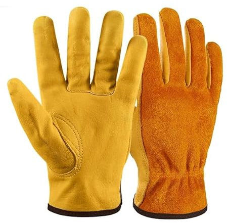 NickyPicky Gardening Gloves for Men and Women - Tough, Thorn Proof Comfortable Breathable Leather Multi-Purpose Work Gloves – Protective Large Garden Gloves with Strong Grip (X-Large)