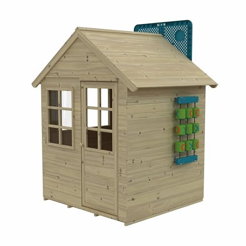 TP Toys Foxglove Cottage Playhouse With Nought & Crosses - Basketball Hoop With Noughts & Crosses, Junior Basketball Hoop Accessories. Pitched Roof, FSC Certified Wood - Suitable For 18+ Months