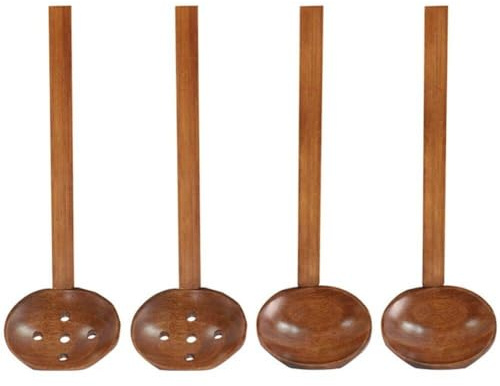 4 Stück Handgefertigter Suppenlöffel Aus Holz, Japanisches Ramen-schöpfkellensieb, Holz-hot-Pot-löffel-sieb, Küchenwerkzeug