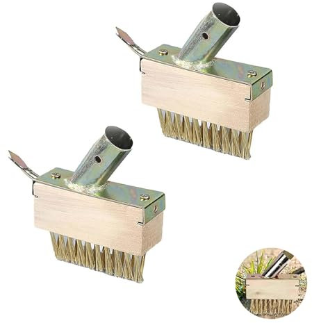 2 Stück Fugenbürste Stahlbürste, Unkrautbürste Fugenkratzer, Fugenbürsten Fugenbesen mit Haken und metallborsten, Unkraut Fugenbürste, Unkrautbürste Gartenbesen für Unkraut Moos und Algen
