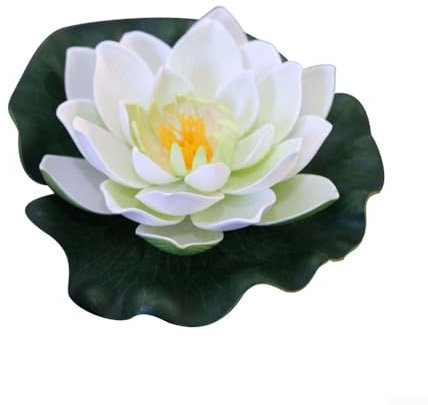 5 Stück künstliche weiße Lotusblätter Blumen Set Seerose schwimmende Dekoration für Teiche Pool Haus Garten