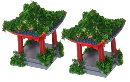 EPIGEIST 2 Piezas Miniatura Pabellón Resina Realista Decorativo para Jardín y Bonsái Diseño y Exquisito para Micropaisaje