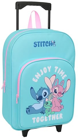 STITCH - Mochila Infantil con Carro Compacto, Ideal para Niños de Diferentes Edades, Cómoda y Versátil, Calidad y Resistencia, 33x43x15 cm
