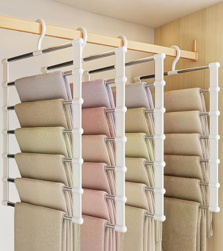 Hosenbügel 4er Set, Faltbare Platzsparend Mehrfach-Kleiderbügel, Spart Platz, Zum Aufhängen von Hosen, Jeans, Röcke, Schals, Handtücher, Bettlaken, Krawatten, Gürtel, Kleiderschrank Organizer
