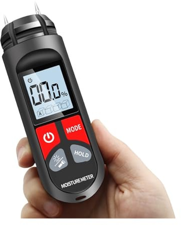 DRAUXI Misuratore di umidità Digitale for Legno, Tester su Carta con Display LCD, igrometro da Parete Portatile for legname LCD e avvisi