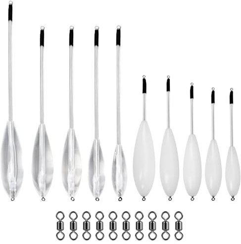 CiShow 10 Stück Forellen Angelzubehör Set mit 10 Stück #8 Spinner Snaps Angeln, 6g, 8g, 10g, 15g, 20g Spirolino Forelle Set, Fishing Sbirolino Set, Forelle Forellenpose Set 5 Sinkend & 6 Schwimmend