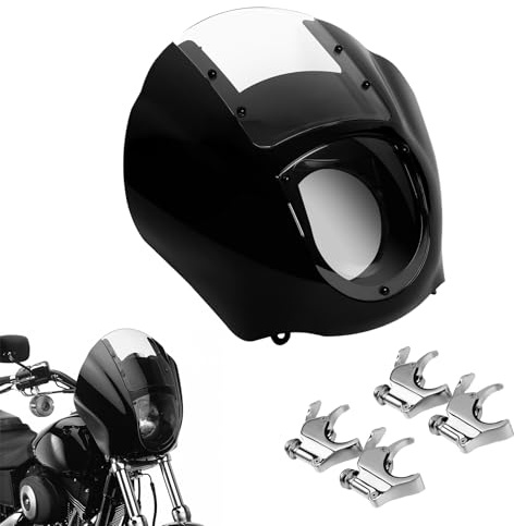 TCMT Carénage quart de tête + pare-brise avec pince de fourche de 49 mm compatible avec Harley VRSCA VRSCAW 02-10 Sportster XL 883 1200 Dyna