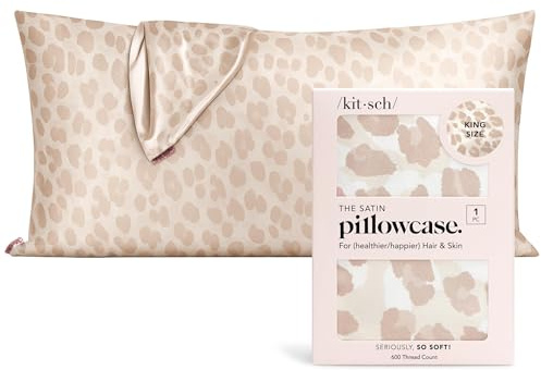 Kitsch Satin-Kissenbezug für Haar und Haut – weicher als Seidenkissenbezug für Haar und Haut,kühlende Satin-Kissenbezüge mit Reißverschluss,Kissenbezüge King-Size (Leopard, 1 Packung)