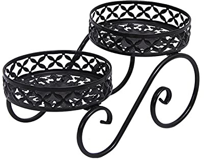 QYLJZB - Supporto per piante in metallo a doppio strato, antiruggine, in ferro battuto, per giardino, prato, cortile, balcone, colore: nero