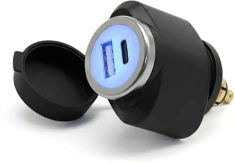 Cliff Top DIN USB-C Ladegerät 36W PD und QC 3.0 Stecker Adapter für DIN Buchse, Kompatibel Mit BMW Ducati Triumph Motorräder (Mini)