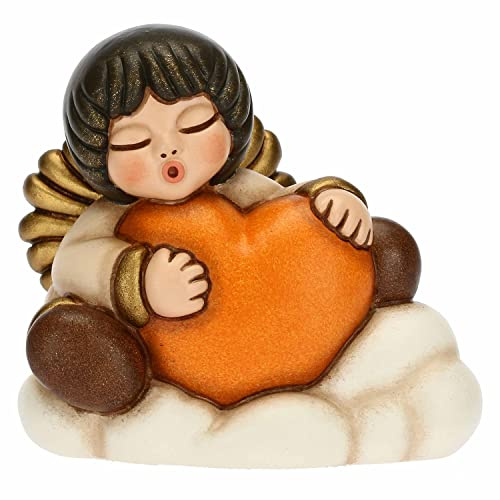 THUN - Natale 2022 - Soprammobile My Angel con Cuore in Ceramica Decorata a Mano - Idea Regalo Natale 2022-6.5x4.2x6 cm h