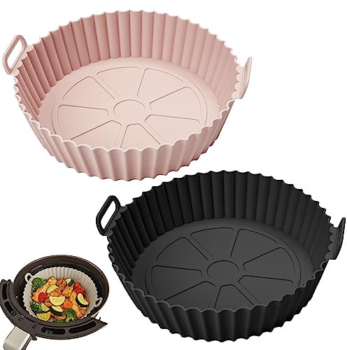 Venforze Silikonform für Heißluftfritteuse Zubehör, 2 Silikonformen für Fritteusen, 18cm dicker 110g Zubehör für Fritteusen, Wiederverwendbares Ersatz-Schwefelpapier für Fritteusen 3L-5L